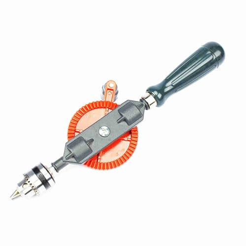 OVAQUIXI Manuelles Handbohrer, Doppelradantriebsmechanismus, Kleiner Handheldbohrer für Holzkunststoffe PVC -Glasfaser -Metall mit Spannschlüssel (2)
