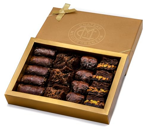 Chocolate Baklava Baklawa Gift Box, Assorted Nuts, Egg Free, 16 Pieces 325g
