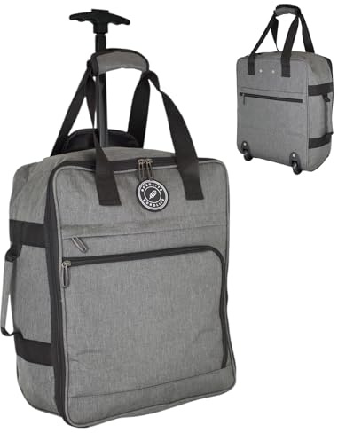 EasyJet Underseat Cabin Bag 45x36x20cm – Twill Wheeled Travel Holdall with Trolley Handle – Lightweight Soft Shell Carry On Luggage – Fits EasyJet Free Bag Allowance - Grey