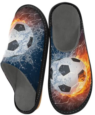 Pantofole a forma di pallone da calcio in acqua e fuoco per uomo e donna, pantofole da casa da donna, pantofole da casa per interni, scarpe da casa, camera da letto, scarpe da viaggio