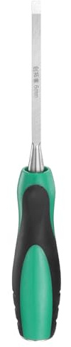 sourcing map Steel Wood Chisel 6mm / 1/4 Wide Blade Wood Working Flat Tip Chisel Woodworking Hand Tool with Plastic Non-Slip Handle for Carpentry Carving DIY Projects, Green-Black
