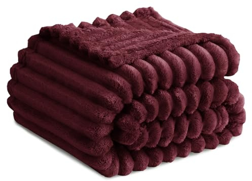 RUIKASI Kuscheldecke Flauschig Decke Weinrot - 150x200cm Fleecedecke Sofadecke Couchdecke für Wohnzimmer Deko Tagesdecke Blanket, Weiche Wolldecke Warme Korddecke als Wohn- & Kuscheldecken
