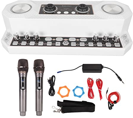 Tyenaza Paquete de Equipos de Podcast con 2 micrófonos, Tarjeta de Sonido Todo en uno, Kit de Podcast de Altavoz con luz RGB para PC, teléfono y Tableta