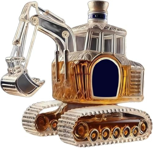 350ml Novelty Excavator Shaped Whiskey Decanter, Digger Whiskey Glass Decanter, Wine Decanter Bottle Liquor Dispenser for Home Bar, Creative Gift for Builders, Mechanics, Dads & Construction Lovers