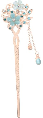 TEHAUX Bacchette per Chioma Nappe e Strass in Lega di Zinco Elegante Vintage Accessori per Chioma Sposa Design Semplice e Classico