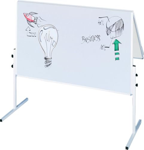 FRANKEN Moderationstafel X-tra!Line, doppelseitig, lackiert, magnetisch, beschreibbar, trocken abwischbar, 120 x 150 cm, weiß/Schreibtafeloberfläche, klappbar, Pinnwand mit Standbeinen, MT2211