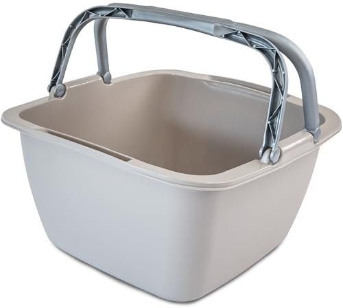 Schüssel mit Tragegriff Waschschüssel 18,5 Liter 40 x 40 cm Quadratisch Spülschüssel Wasserschüssel Tragekorb Kunststoff Spüle Korb Waschbecken Aufbewahrung Camping Abwaschschüssel Plastik Eimer