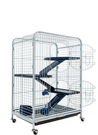 Tyrol| Hamsterkäfig Tower Groß mit Rädern, komplett ausgestattet 64x44x93cm| Meerschweinchen Käfig, Frettchen, Chinchilla Käfig Mobil| 3 Modulare Plattformen,3 Leitern, 1 Trinkflasche und 1 Futtertrog