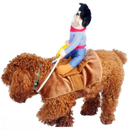 Hotumn Hundekostüm, Haustierkostüm, Haustieranzug, Cowboy-Reiter-Stil, Halloween-Kostüm, lustige Kleidung, Größe L