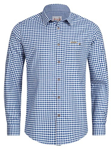 Stockerpoint Camicia Tradizionale (Modello: OC-Martl), Camicia Bavarese a Quadretti, vestibilità Moderna L Blu