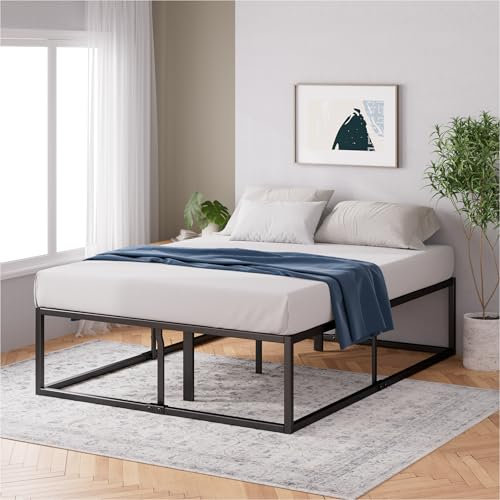 Zinus Joseph Metallbett 46 cm | Matratzenauflage | Lattenrost aus Holz | Aufbewahrung unter dem Bett | 150 x 190 cm | Schwarz