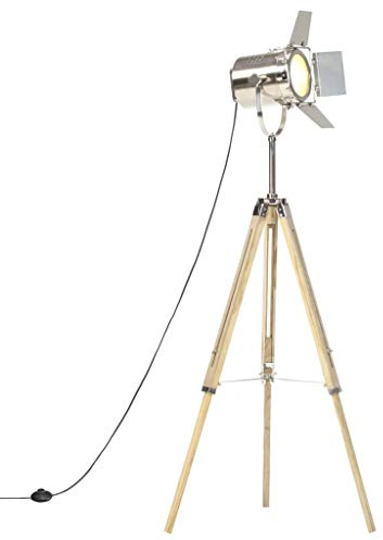Tidyard Lampe à trépied au sol en bois massif de manguier 140 cm Lampe de sol rétro vintage industriel lampe trépied vintage rétro