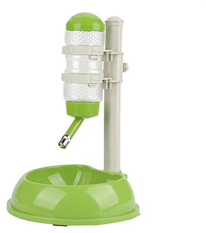 Comedero para Perros, Cuenco automático para Perros dispensador de Agua Botella Ajustable para Beber plástico Mascotas Gatos Perros alimentación (9.06 x 9.25 x 14.17 Pulgadas)(Verde)