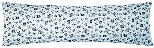 Baumwoll Renforcé Seitenschläferkissen Bezug 40x145cm - Piraten in Schwarz und Weiß - 100% Baumwolle Stillkissenbezug (Piraten-sw)