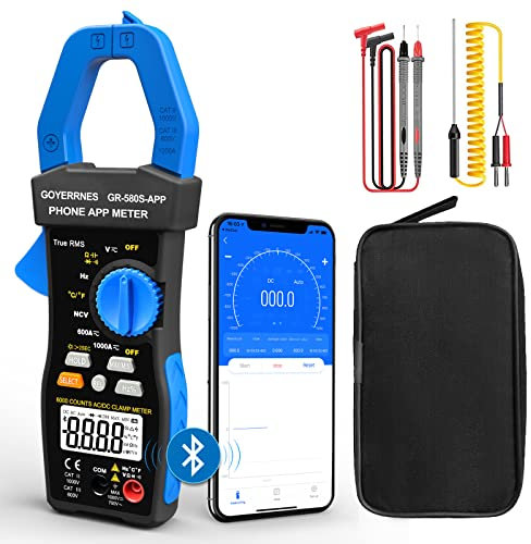 Multimetro digitale pinza amperometrica GR-580S-APP T-RMS 6000Counts Tester di tensione non a contatto Auto-ranging Misura corrente tensione temperatura capacitanza resistenza diodi