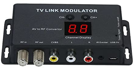 ANCLLO Modulatore UHF,Modulatore TM70 UHF TV Link Convertitore AV a RF Extender IR,Modulatore Modulatore Convertitore AV a RF Extender IR,Supporto Pal/NTSC con Cavo di Ricarica USB