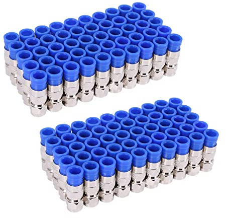 YUMIN 100PCS RG6 Compression Connectors Coaxial Cable Waterproof Connection F Compression Connector Compression Tool