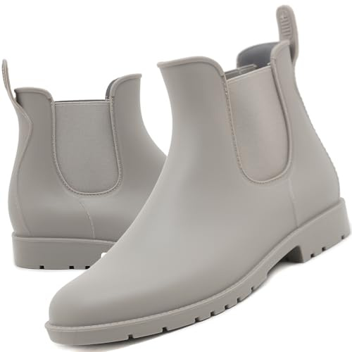 Acfoda Unisex vuxen, gummistövlar, vattentäta med blockklack, storlek 35–43, 23 grå, 41 EU