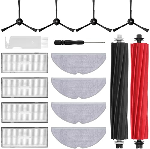 Zubehörset für Roborock S8 pro ultra, oGoDeal 1*Main Rollbürste 4*Seitenbürsten 4*Filter 4*Mopp Wischtücher 1*Bürste, Saugroboter Ersatzteile Zubehör