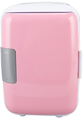 4 Liters Bilkyl Mini Bilkylskåp ABS Kosmetisk Förvaring Multifunktion Minikylskåp Avtagbar Skiljevägg För Mat Kosmetisk Bil(Rosa)