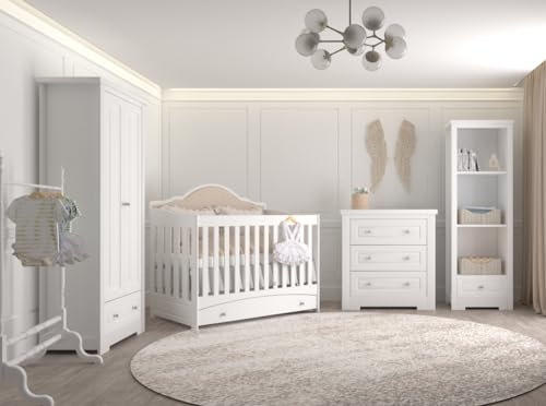 ARUŚ Möbelset Kinder Carmen - Kinderbett, Kommode mit Wickelkommode und Kinderkleiderschrank - Möbelset aus Möbelplatte und MDF-Platte - Komplette Einrichtung für EIN Kinderzimmer