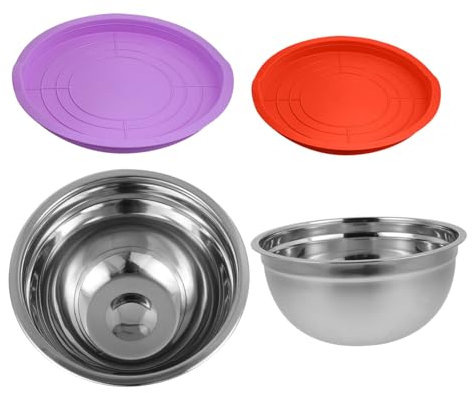 MAGICLULU Zuppiera Ciotola Per Gelato In Metallo Con Sbattiuova In Acciaio Inossidabile Da 2 Pezzi Insalatiera