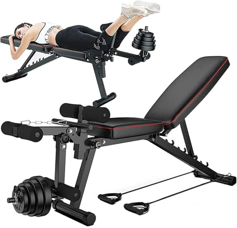 ilbcavne Verstellbare Hantelbank Utility Workout Bank,Verstellbarer Rückenlehne Sit Up Bank,Faltbare Gewichte Bank Fitness Set,für Ganzkörpertraining,klappbare Schrägbank,bis 200kg Belastbar