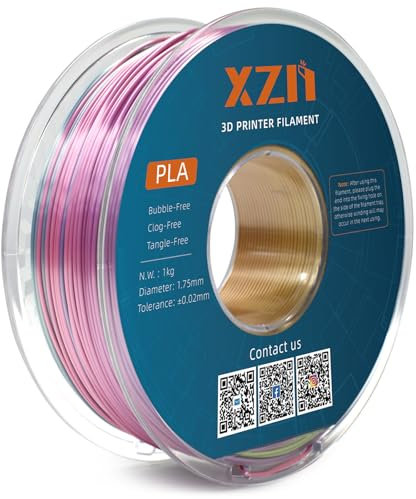 XZN PLA Filament 1.75mm Seide PLA 3D Drucker Filament,Maßgenauigkeit +/- 0,03 mm,Silk PLA 1KG Spule, Silk Rainbow