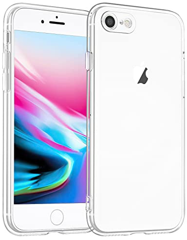 Wanme Transparente Hülle für iPhone 8/7/SE (2020/2022), Transparente Silikonhülle, Vollständiger Schutz mit hohem Rand und präzisen Aussparungen