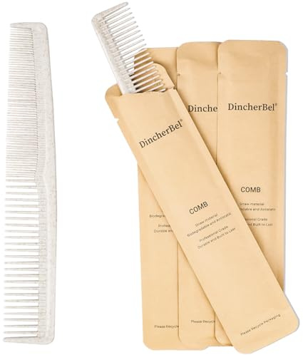 Hair Combs Bulk, Disposable Wheat Straw Combs Individually Wrapped Combs for Hotel, Travel, Airbnb, Charity, Church, Homeless (Pack of 100)