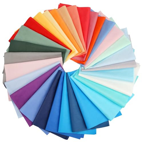 30 Stück Baumwollstoff Patchwork, 20cm x 25cm Einfarbige Quadrate, Buntes Stoffpaket Zum Nähen für Quilten und DIY Handwerk