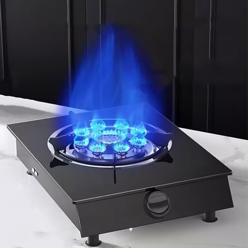 Gaziniere Gaz Table - Portable Poele A Gaz, Brûleur en verre trempé Cuisinières à gaz à taille flamme réglable, avec sécurité enfant et protection contre l'extinction, facile à nettoyer(NG)