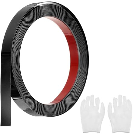 QUARKZMAN Moldura de Acero Inoxidable Autoadhesiva, Negra con Efecto Espejo, Moldura de Pared Autoadhesiva con Guantes, Moldura Decorativa para Espejo de Pared, 0.6 x 16.4 pies