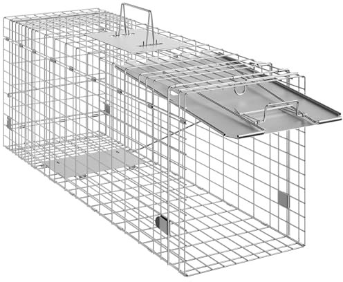 VEVOR Piège pour Animaux Vivants 785x254x305 mm Cage Trappe Chat Pliable Fil de Fer Galvanisé sans Cruauté avec Poignée Piège pour Lapins, Chats Errants, Écureuils, Ratons Laveurs, Marmottes, Opossum
