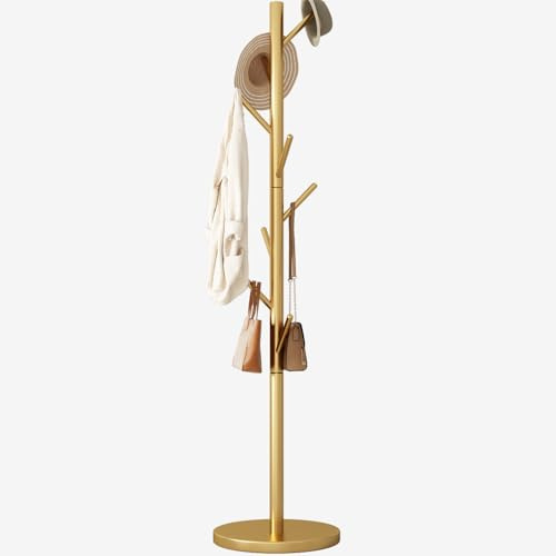 GAMNOF Garderobenständer, freistehend, Metall, Garderobenständer mit 8 Haken, stabil, strapazierfähig, modern, Kleiderbaum für Taschen, Kleiderstall, Baum, Hüte, Kleiderbügel, Ständer, für