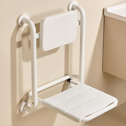 KTLSHY Duschklappsitz für wandmontage Edelstahl, Duschsitz mit armlehnen Und Rückenlehne klappbar wandmontage Rutschfester Duschhocker bis 150KG Duschhocker für Senioren und Behinderte