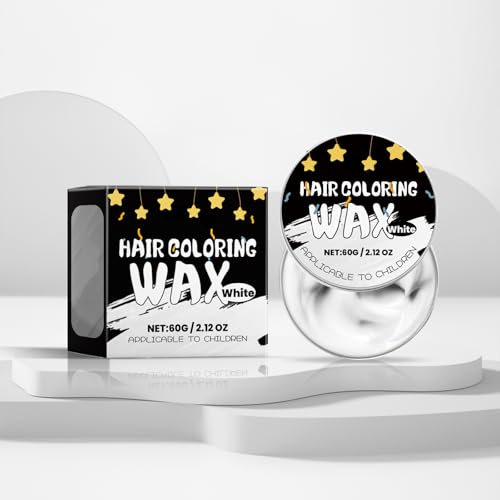 Temporäre Haarfarbenwachs für Kinder, Colored Hair Styling Mud, Auswaschbar Haarfarbe Wachs für Kinder Männer Frauen, Haare Färben Cream für Cosplay Party Halloween (H (Weiß), 60g)
