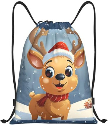 Tunnelzug Gymsack Weihnachtshirsch Gymnastikbeutel Erwachsene Rucksackbeutel Kinder Sportrucksack, Für Reisen, Schule, 36x42cm