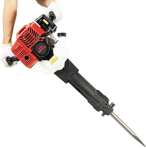 Demolition Hammer Breaker Drill,1900W 55J Single Cylinder Gas Demolition Jack Hammer Concrete Breaker Kit,1500bpm 2-Stroke Petrol Demolition Hammer Chisel Hammer,with Pointed and Flat Chisel