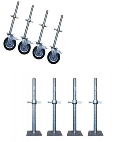 Gerüstrollen Gerüsträder Gerüst Räder + Gerüstfuss fi 200mm 4 Stück bis 690kg
