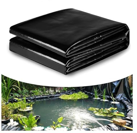 Rivestimento per laghetto nero di alta qualità, spessore 0,5 mm, fodera per laghetti di pesci e koi, morbida, a prova di perdite e facile da tagliare per giardini acquatici all'aperto (4 x 50 m)