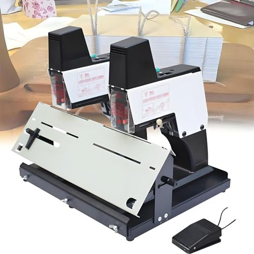 YLANMEI Agrafeuse électrique de Bureau, relieuse Robuste A3, agrafeuse à Plat/à Cheval, épaisseur de Reliure de 40 Feuilles, pour Le Bureau et la Maison,Double
