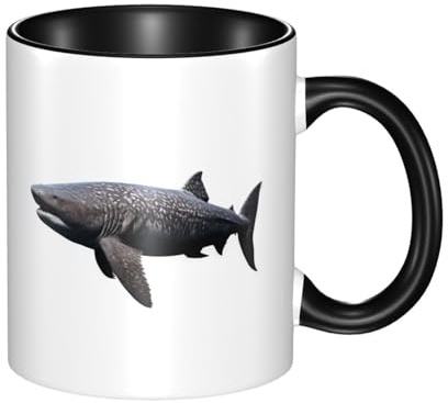 WBQLSL Tazza in ceramica a doppio colore con squalo gigante, classica tazza con manico grande, adatta per ufficio e tempo libero, adatta al microonde