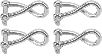 Rdxanc 4Pcs Twisted Shackle Screw Pin Rustproof 3/8 Screw Pin Shackle for Sailing Marine Grade Stainless Steel Twist Shackle