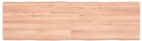 BARULUOAKLIFE Piano Tavolo in Legno Massello di Rovere Marrone Chiaro 140x40x(2-6) cm con Finitura Verniciata e Bordi Vivi - Soluzione Pronta per Uso Domestico e Commerciale - Struttura