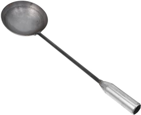 LIGIGWASH Large Iron Wok Ladle with Long Handle for Cooking and Serving Ergonomic Heavy-Duty Scoop for Home Farm and Industrial Use Versatile Kitchen Utensil Spoon for Soup Gravy and Animal