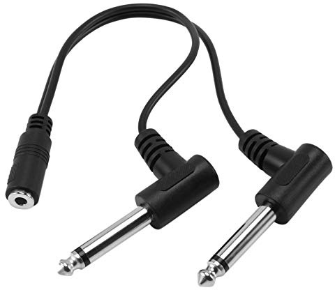 Lafeier Cavo splitter a Y con jack stereo TRS femmina da 3,5 mm a doppio jack maschio da 6,35 mm maschio mono ad angolo retto