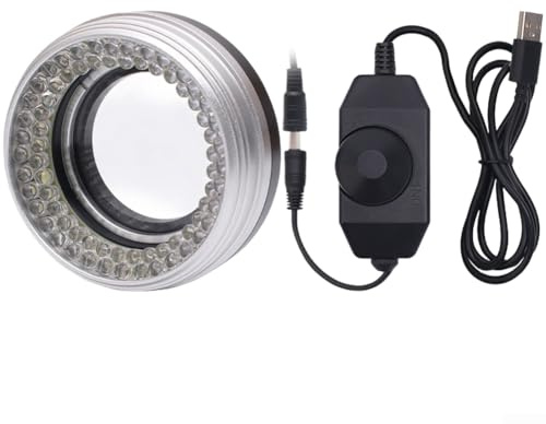 Microscope Ring Light, 72 LED High-Brightness Illuminator with Adjustable Brightness, Clip-On Compatible Light for Microscopes and Inspection