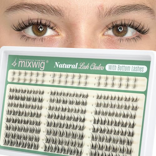 Kurze Wimpern Extensions 8-12MM Natural Lash Cluster Manga Lashes Wispy Fake Lashes with Bottom Lashes Natürliche Künstliche Wimpern C Curly Lash Clusters DIY Wimpern Clusters by Lvmixwig