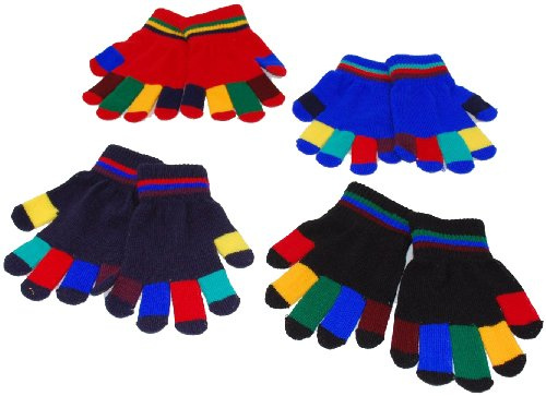 Childs Multicoloured Magic Gloves Set of 4. Available in Royal Blue, Black, Navy and Red